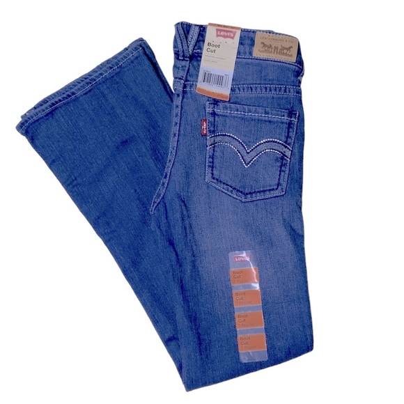 Levi’s Girls Boot Cut Medium Wash Adjustable Waist Stretch Denim Regular Size 7 - Picture 1 of 16